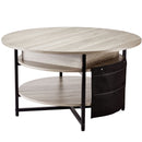 Lift Top Coffee Table 35.3" Round Coffee Table for Living Room White-11