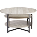 Lift Top Coffee Table 35.3" Round Coffee Table for Living Room White-12