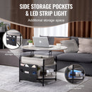 VEVOR Lift Top Coffee Table 35.3" Round Coffee Table for Living Room White-4