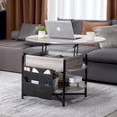 VEVOR Lift Top Coffee Table 35.3" Round Coffee Table for Living Room White-8