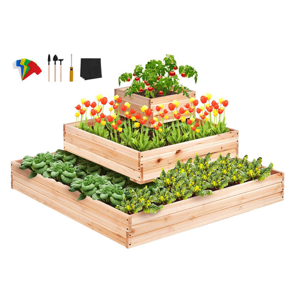 Wooden Raised Garden Bed Planter Box 113 x 113 x 51 cm Flower Vegetable Herb
