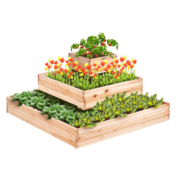 VEVOR Wooden Raised Garden Bed Planter Box 113 x 113 x 51 cm Flower Vegetable Herb