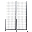 2' x 5.6' Grid Wall Panels Tower, 2 Packs Wire Gridwall Display Racks with T-Base Floorstanding, Double Side Gridwall Panels for Art Craft Shows, Retail Display with Extra Clips and Hooks-1