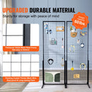 2' x 5.6' Grid Wall Panels Tower, 2 Packs Wire Gridwall Display Racks with T-Base Floorstanding, Double Side Gridwall Panels for Art Craft Shows, Retail Display with Extra Clips and Hooks-3