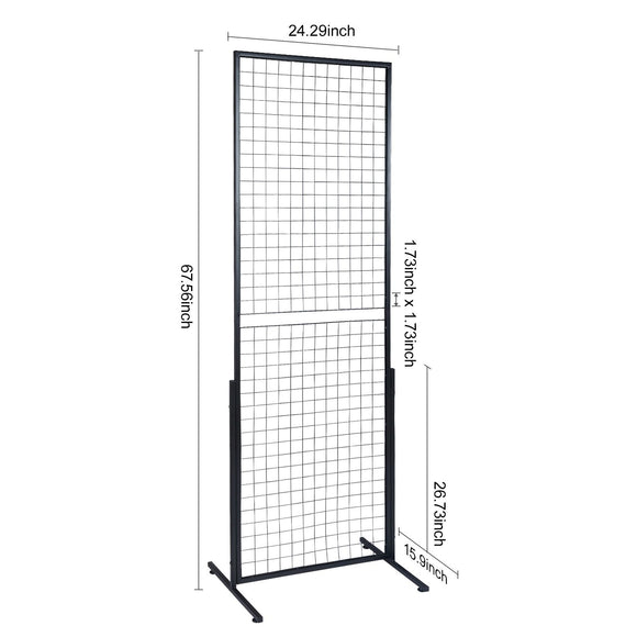 2' x 5.6' Grid Wall Panels Tower, 2 Packs Wire Gridwall Display Racks with T-Base Floorstanding, Double Side Gridwall Panels for Art Craft Shows, Retail Display with Extra Clips and Hooks