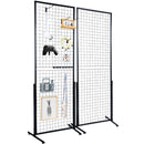 2' x 5.6' Grid Wall Panels Tower, 2 Packs Wire Gridwall Display Racks with T-Base Floorstanding, Double Side Gridwall Panels for Art Craft Shows, Retail Display with Extra Clips and Hooks-9