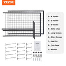 VEVOR 2' x 5.6' Grid Wall Panels Tower, 2 Packs Wire Gridwall Display Racks with T-Base Floorstanding, Double Side Gridwall Panels for Art Craft Shows, Retail Display with Extra Clips and Hooks-7