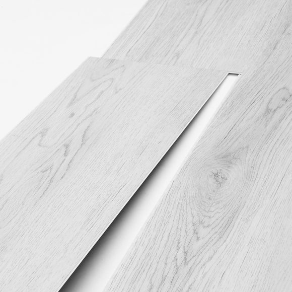 Interlocking Vinyl Floor Tiles 48 x 7.3 inch, 10 Tiles 5.5mm Thick Snap Together, Light Gray Wood Grain DIY Flooring for Kitchen, Dining Room, Bedrooms & Bathrooms, Easy for Home Decor