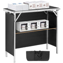Folding Portable Bar Table, Tradeshow Podium Table for Indoor, Outdoor, Party, Picnic, Exhibition, Includes Carrying Case, Storage Shelf and Black Skirt, 38.39" x 15.16" x 34.25“-1