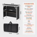 Folding Portable Bar Table, Tradeshow Podium Table for Indoor, Outdoor, Party, Picnic, Exhibition, Includes Carrying Case, Storage Shelf and Black Skirt, 38.39" x 15.16" x 34.25“-7
