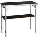 Folding Portable Bar Table, Tradeshow Podium Table for Indoor, Outdoor, Party, Picnic, Exhibition, Includes Carrying Case, Storage Shelf and Black Skirt, 38.39" x 15.16" x 34.25“-12