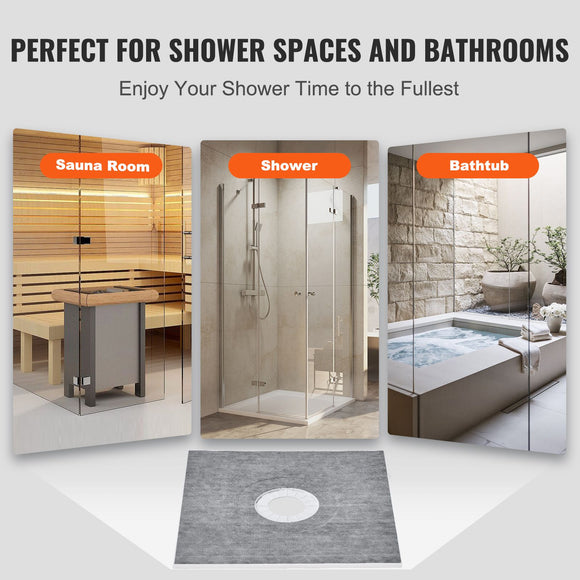 Shower Curb Kit, 914x914mm Shower Pan Kit with 160mm Central Drain, Lightweight EPS Shower Installation Kits with 2 Waterproof Cloths, Shower Pan Slope Sticks Fit for Bathroom