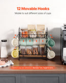 VEVOR 2 Tier Coffee Bar Organizer for Countertop w/ 12 Movable Hooks Mug Holder-3