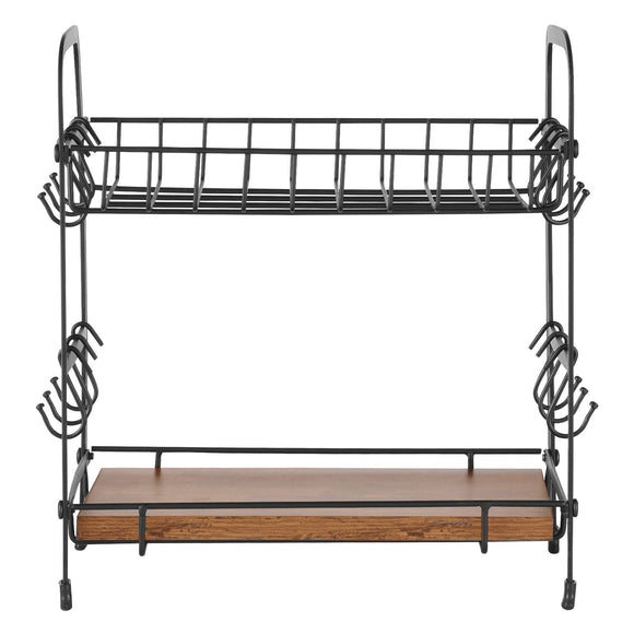 VEVOR 2 Tier Coffee Bar Organizer for Countertop w/ 12 Movable Hooks Mug Holder