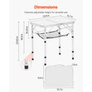 Folding Camping Table, Adjustable Height Portable Side Tables, Aluminum MDF Beach Table with Mesh Layer, Carrying Handle, Lightweight Compact for Outdoor Picnic BBQ Cooking, 24x16in, Silver-4