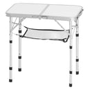Folding Camping Table, Adjustable Height Portable Side Tables, Aluminum MDF Beach Table with Mesh Layer, Carrying Handle, Lightweight Compact for Outdoor Picnic BBQ Cooking, 24x16in, Silver-11
