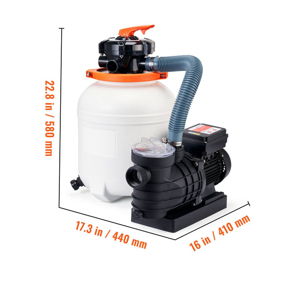 Sand Filter Above Ground with 285W Pool Pump 10,000 L/H Flow 6-Way Valve