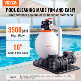 VEVOR Sand Filter Above Ground with 850W Pool Pump 18,000 L/H Flow 6-Way Valve - 0