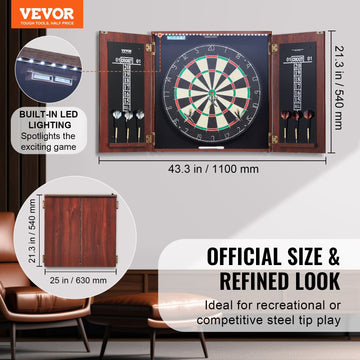 VEVOR Dartboard and Cabinet Set Official Size Complete Accessory Steel Tip Dart - 0