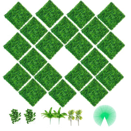 VEVOR Artificial Boxwood Panels, 20 PCS 20\"x20\" Boxwood Hedge Wall Panels, PE Artificial Grass Backdrop Wall 1.6\", Privacy Hedge Screen for Decoration of Outdoor, Indoor, Garden, Fence, and Backyar