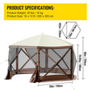 Pop-up Camping Gazebo Camping Canopy Shelter 6 Sided 10' x 10' Sun Shade-7