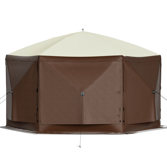 Pop-up Camping Gazebo Camping Canopy Shelter 6 Sided 10' x 10' Sun Shade