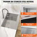 Farmhouse Kitchen Sink, 304 Stainless Steel Drop-In Sinks, Top Mount Single Bowl Basin with Ledge & Accessories, Household Dishwasher Sinks for Workstation, Prep Kitchen, and Bar Sink, 30 inch-4