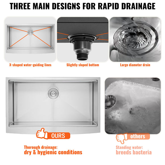 Farmhouse Kitchen Sink, 304 Stainless Steel Drop-In Sinks, Top Mount Single Bowl Basin with Ledge & Accessories, Household Dishwasher Sinks for Workstation, Prep Kitchen, and Bar Sink, 30 inch