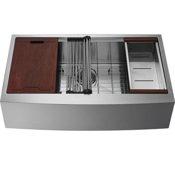 VEVOR Farmhouse Kitchen Sink, 304 Stainless Steel Drop-In Sinks, Top Mount Single Bowl Basin with Ledge & Accessories, Household Dishwasher Sinks for Workstation, Prep Kitchen, and Bar Sink, 30 inch