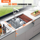 VEVOR Farmhouse Kitchen Sink, 304 Stainless Steel Drop-In Sinks, Top Mount Single Bowl Basin with Ledge & Accessories, Household Dishwasher Sinks for Workstation, Prep Kitchen, and Bar Sink, 30 inch-2