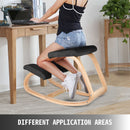 Wooden Ergonomic Kneeling Chair Memory Seat Cushion Relieving Body Black-7