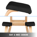 VEVOR Wooden Ergonomic Kneeling Chair Memory Seat Cushion Relieving Body Black-4