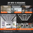 VEVOR Hexagon Garage Lights 66300LM 15 Grids Honeycomb LED Shop Ceiling Light-3