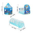 3 in 1 Kids Play Tent with Tunnel, Basketball Hoop for Boys, Girls, Babies and Toddlers, Indoor/Outdoor Pop Up Playhouse with Carrying Bag & Banding Straps Birthday Gifts, Blue Ocean-8