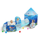 3 in 1 Kids Play Tent with Tunnel, Basketball Hoop for Boys, Girls, Babies and Toddlers, Indoor/Outdoor Pop Up Playhouse with Carrying Bag & Banding Straps Birthday Gifts, Blue Ocean-9