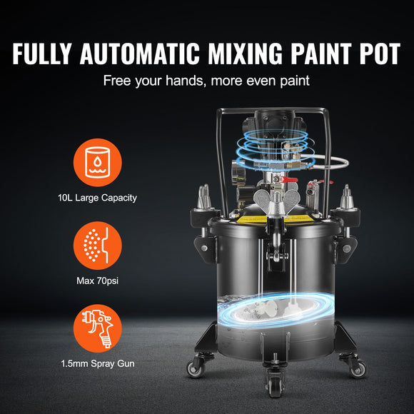 Spray Paint Pressure Pot Tank 10 L/2.5 gal Fully Automatic Stirring 70 psi