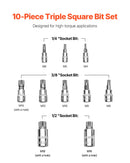 XZN Triple Square Spline Bit Socket Set 10-Piece M4-M18 Cr-V Steel Storage Case-3