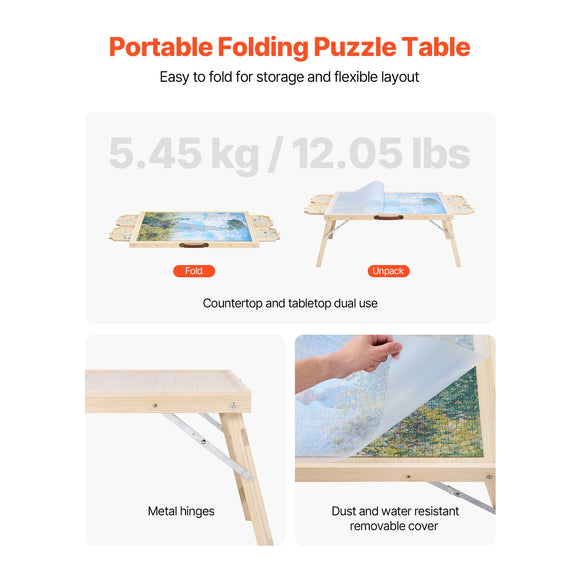 1500 Piece Puzzle Board with Folding Leg Portable Wooden Jigsaw 86x63cm