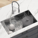 Kitchen Sink, 304 Stainless Steel Drop-In Sinks, Undermount Single Bowl Basin with Accessories(Pack of 3), Household Dishwasher Sinks for Workstation, RV, Prep Kitchen, and Bar Sink, 32 inch-7