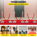 6PCS Red Rope Stanchion Silver Post Crowd Control Queue Line Barrier-2