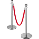 6PCS Red Rope Stanchion Silver Post Crowd Control Queue Line Barrier-11