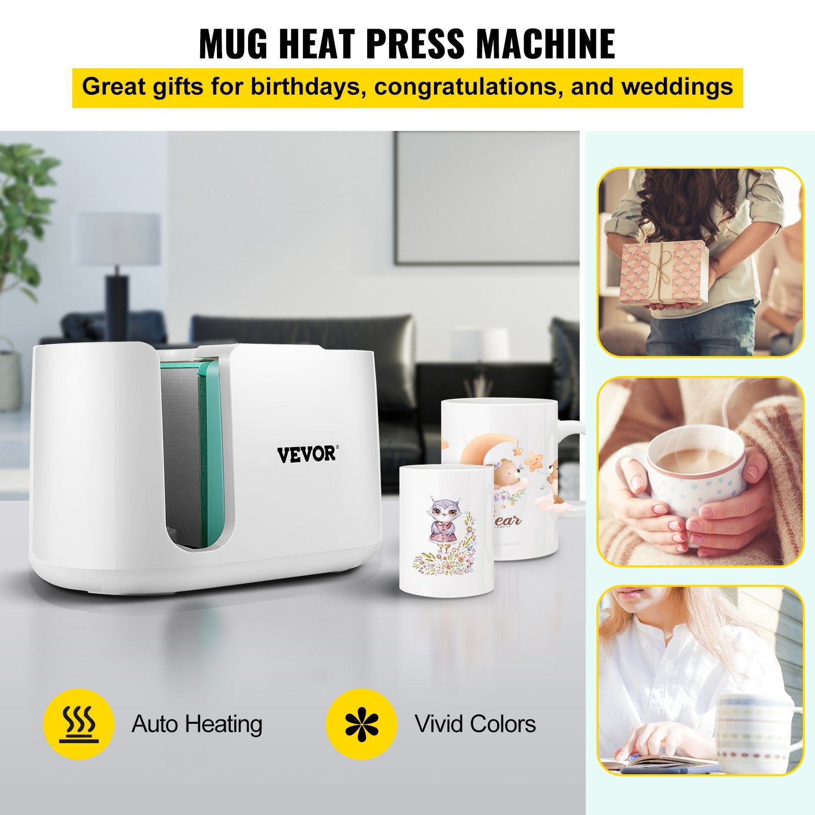 VEVOR Mug Press Machine Automatic Heat Press Sublimation Printing 11-15oz Cup - 0
