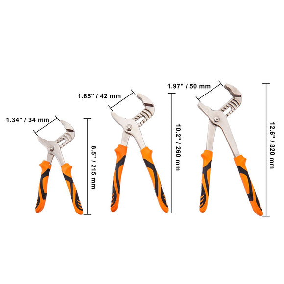 Groove Joint Pliers Set Water Pump Pliers 3-Piece 12