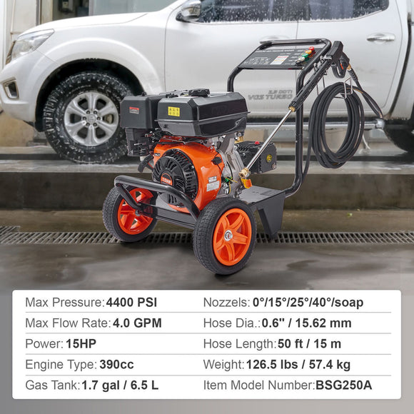 Gas Pressure Washer Gas Powered Washer 4400 PSI 4.0 GPM 390cc 5 Nozzles
