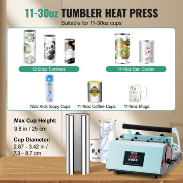 VEVOR Tumbler Heat Press Machine 11-30oz Mug Press Sublimation Tumblers Green - 0