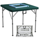 Mahjong Table with Mahjong Tiles Set, Fold-in-Half 4 Player Card Table with 144PCS Majiang Tiles and 3 Dice, Portable Bi-Folding Domino Table with Wear-Resistant Green Tabletop & Carrying Handle-9