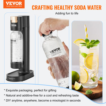 VEVOR Sparkling Water Maker, Soda Maker Machine for Home Carbonating, Seltzer Water Starter Kit with BPA-free 1L PET Bottle, 2 CO2 Cylinders, Compatible with Mainstream Screw-in 60L CO2 Cylinder - 0