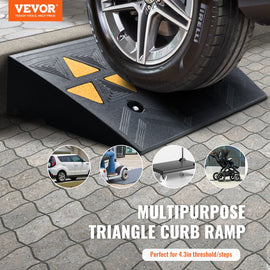 VEVOR Rubber Curb Ramp 2 Pack, 11 cm Rise Height Heavy-Duty 15 tons Load Capacity Threshold Ramps, Driveway Ramps with Stable Grid Structure for Cars, Wheelchairs, Bikes, Motorcycles - 0
