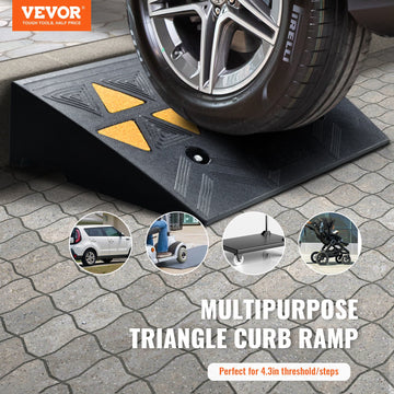 VEVOR Rubber Curb Ramp 2 Pack, 11 cm Rise Height Heavy-Duty 15 tons Load Capacity Threshold Ramps, Driveway Ramps with Stable Grid Structure for Cars, Wheelchairs, Bikes, Motorcycles - 0