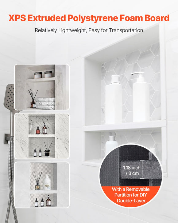 VEVOR Shower Niche 40.6 x 50.8 x 10.2 cm Recessed Wall Divider Shelf Bathroom